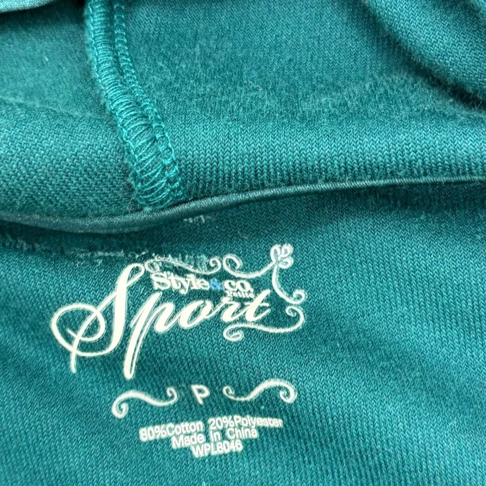 Style & Co Sport Petite Small Green Velour Tracksuit Hoodie Pants Set NWT Y2K